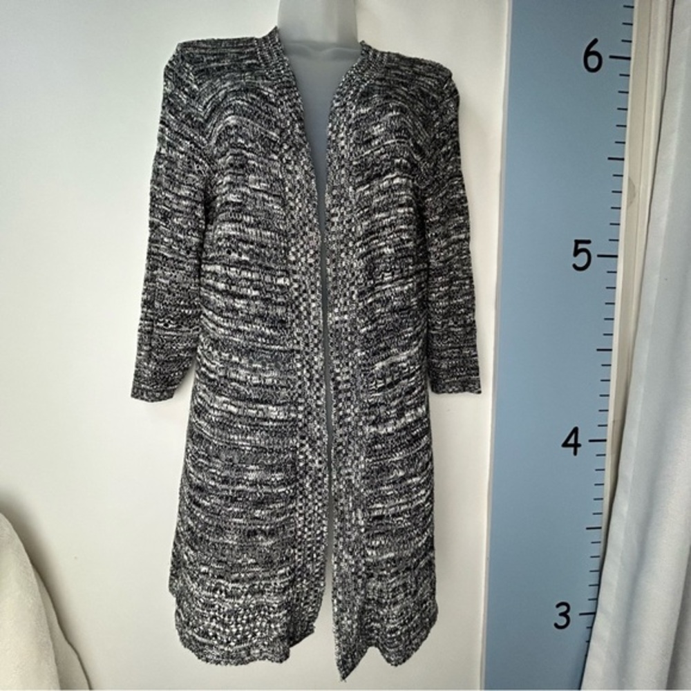 United Statesβ Sweaters Heathered Black White Cardigan Open Front Women's Medium